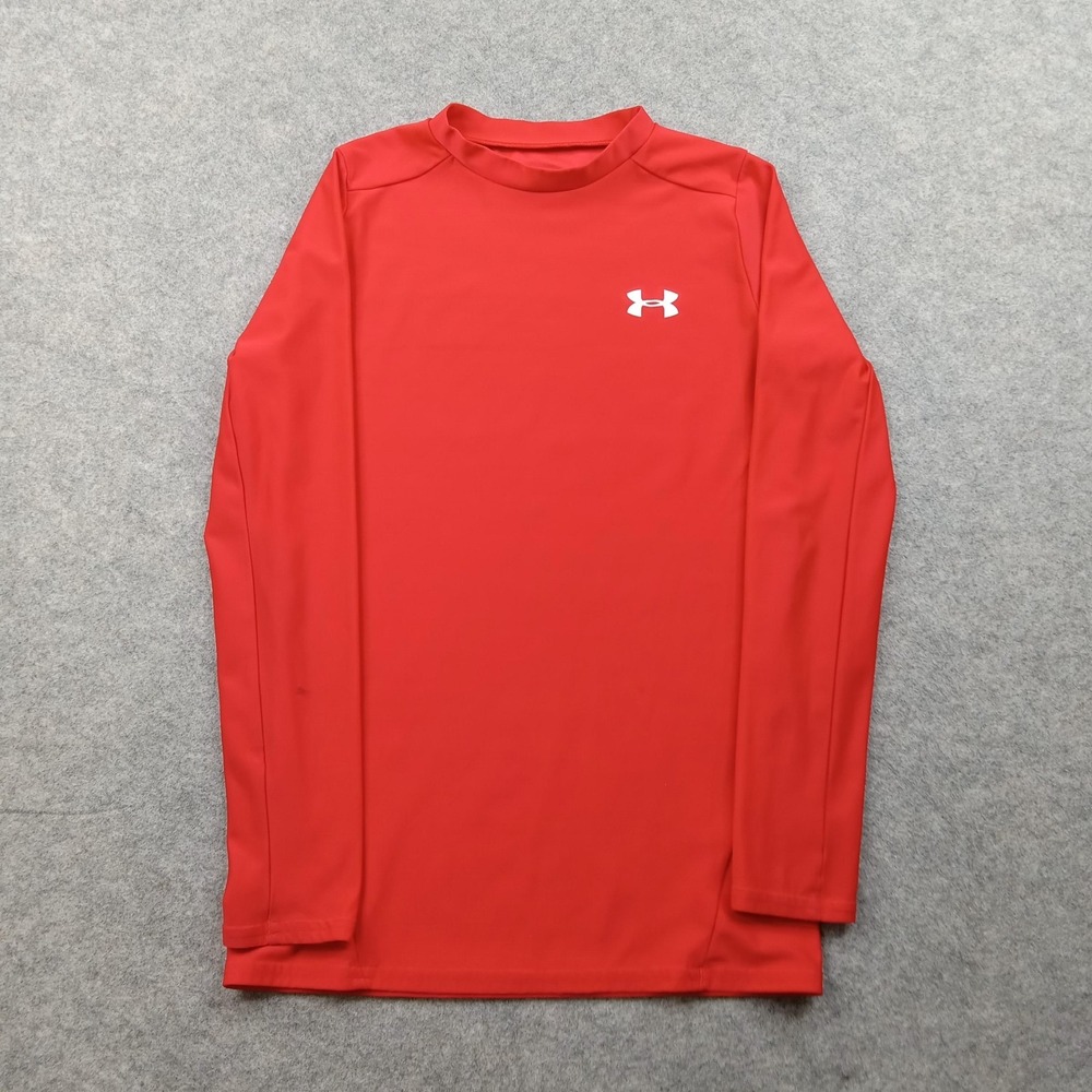Under Armour Shirt Youth Large 14-16 Red HeatGear Long Sleeve Athletic Top